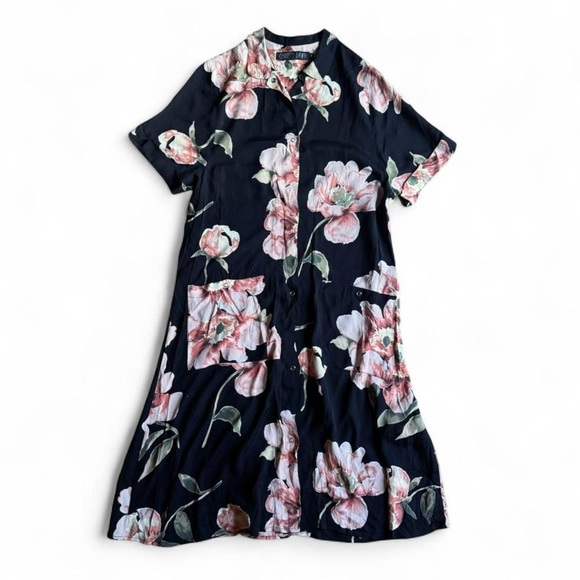 Christy Dawn Dresses & Skirts - Christy Dawn black floral print dress with snap button closure size S